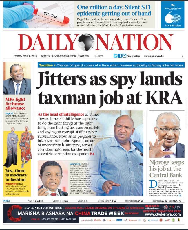 Magazeti ya Kenya Ijumaa, Juni 7