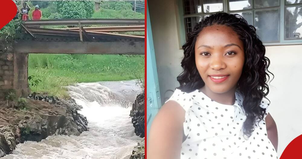 Collage of River Nyamindi (l) and Maureen Wangui (r) who fell into the river.