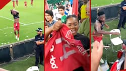 Michael Olunga Gifts Kenyan Woman after Spotting Her in Doha Stadium
