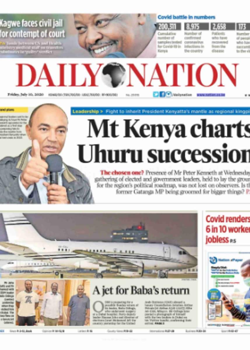 Kenyan newspapers review for July 10: 5 governors have installed ICU facilities in their private residences