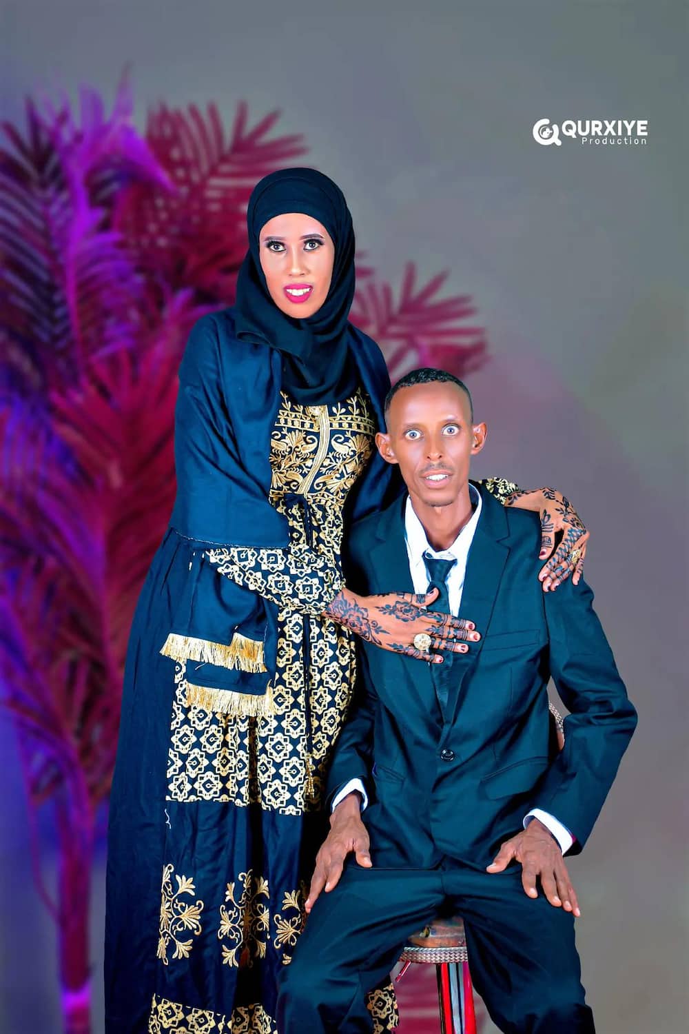 Somali couple poses for a photo after wedding.
