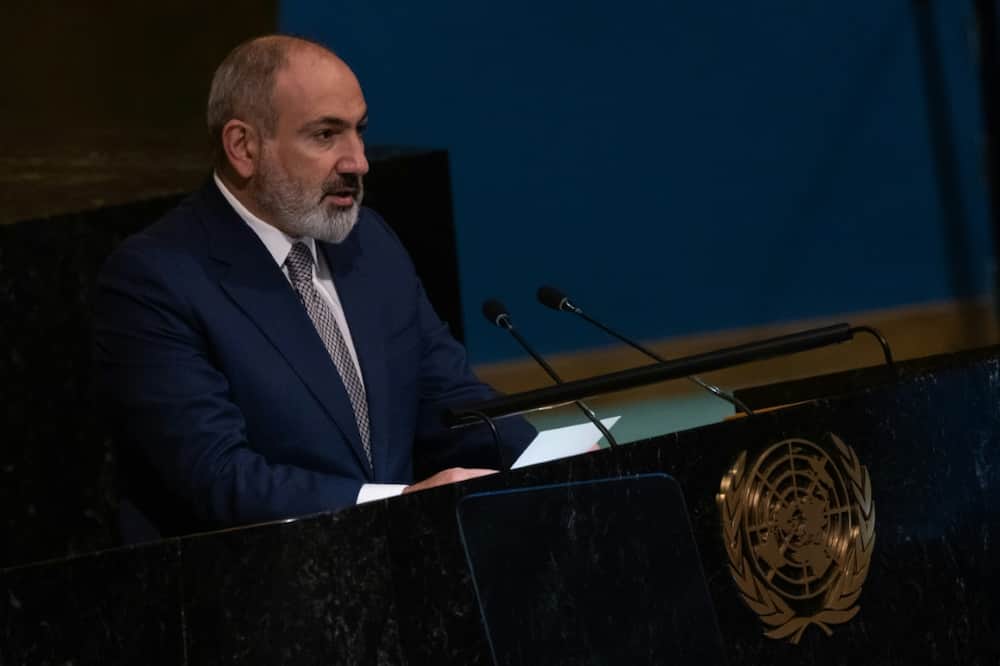 Armenian Prime Minister Nikol Pashinyan addresses the 77th session of the United Nations General Assembly at the UN headquarters in New York