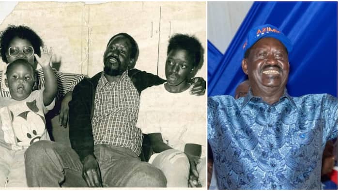 Cute TBT Photo of Raila Odinga, Wife Ida and Daughters Winne, Rosemary when He Was Still Beard Gang