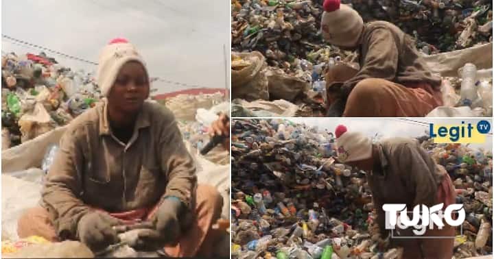 22-year-old lady collects garbage.