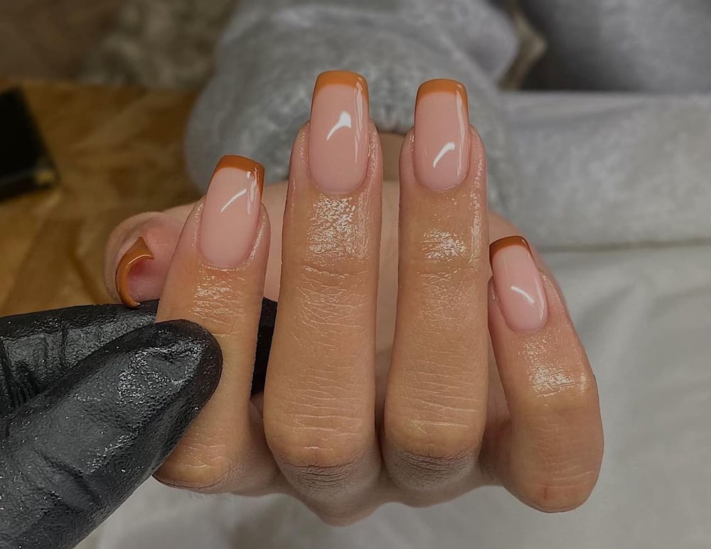 medium tapered square French tip acrylics