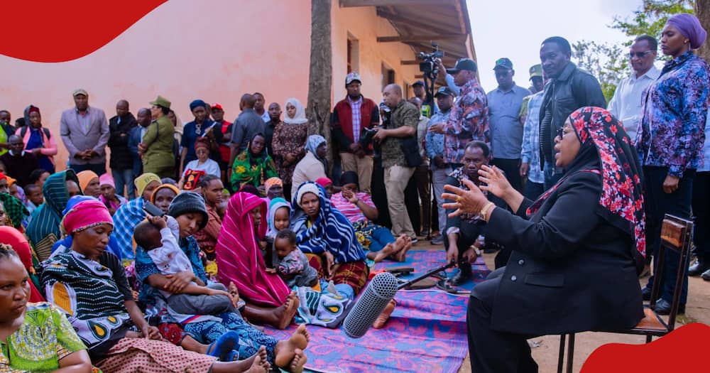 Samia Suluhu interacts with flood victims