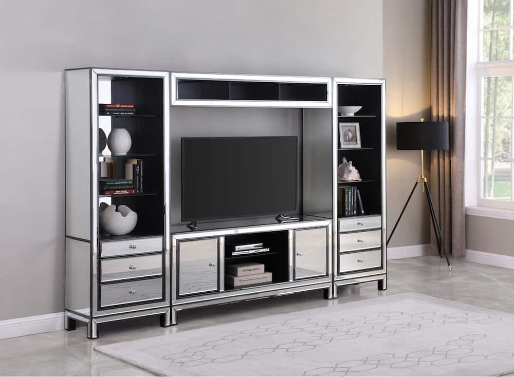 Mirrored backing wall unit design