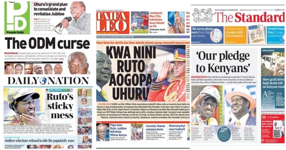 Kenyan Newspapers Review March 22 Uhuru Courts Mt Kenya Jubilee Aspirants To Rally Them Behind Raila Tuko Co Ke