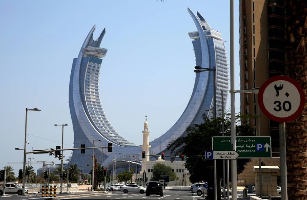 The Katara Towers in the Qatari coastal city of Lusail