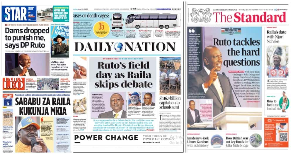 Newspapers on July 27.