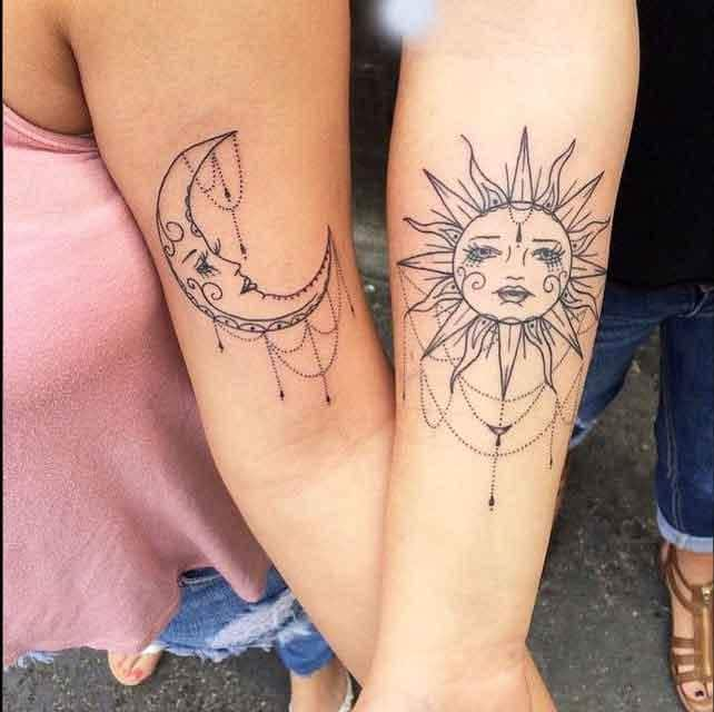 matching sun and moon tattoos