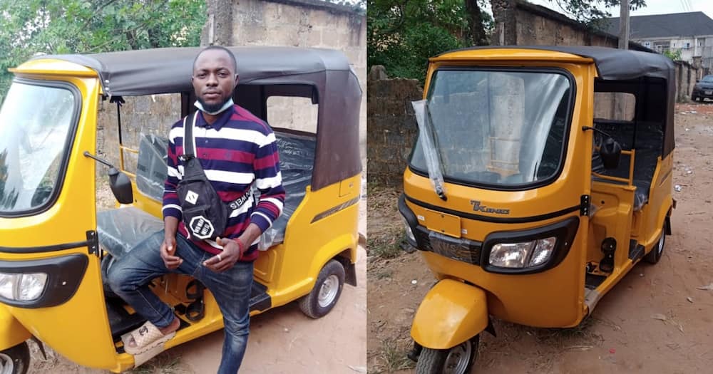 Man gifts boda boda guy who carried him for years in campus with new tuktuk