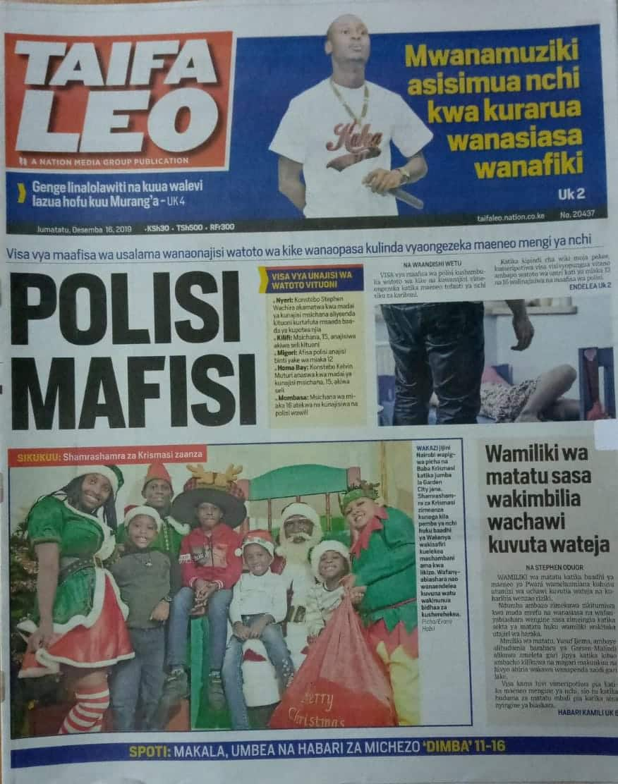 Magazeti ya Kenya Jumatatu, Desemba 16