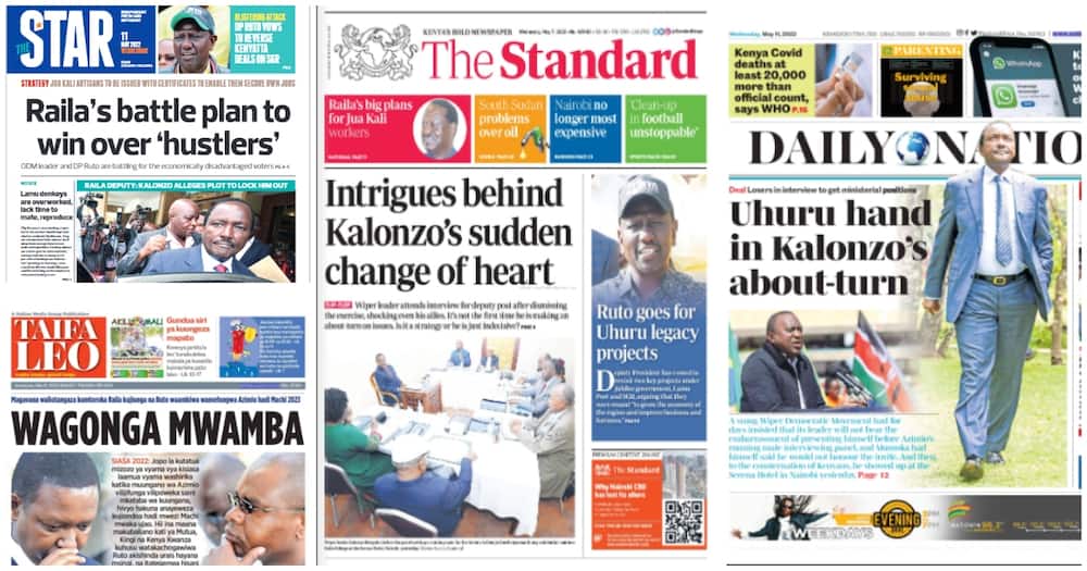 Kenyan Newspapers Review for May 11: Uhuru, Gideon Moi, Convinced Kalonzo to Attend Azimio Interview