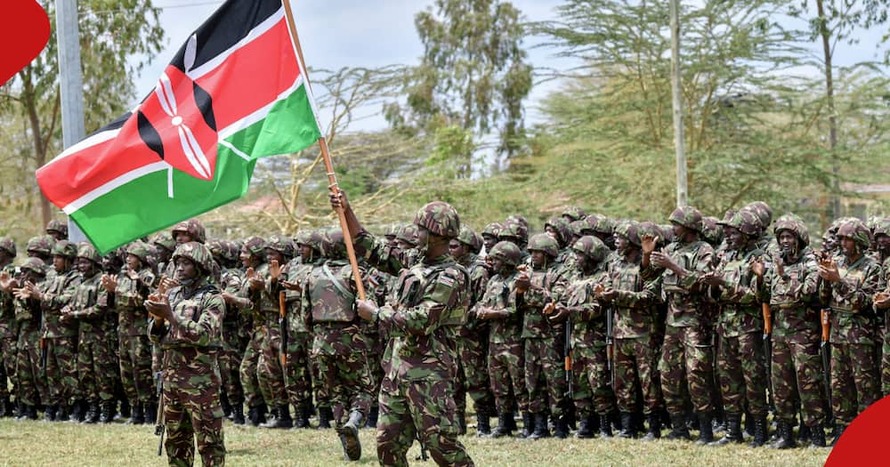 KDF soldiers at a ceremony.