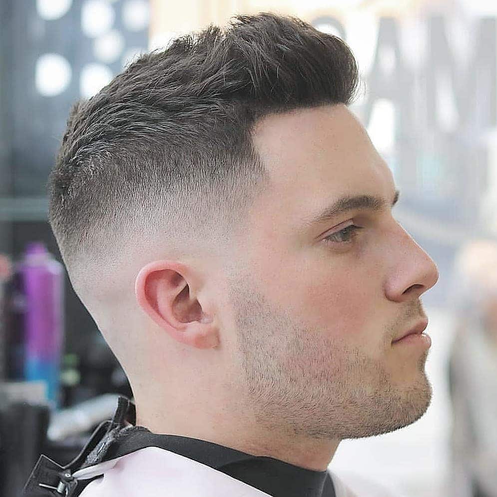 Crew cut hairstyle for a diamond face shape male