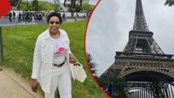 Kenyan Philanthropist Marvels at Eiffel Tower, Promises to Fly Bright Students to France