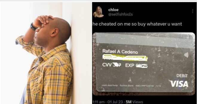 Credit card, Twitter, boyfriend, cheating