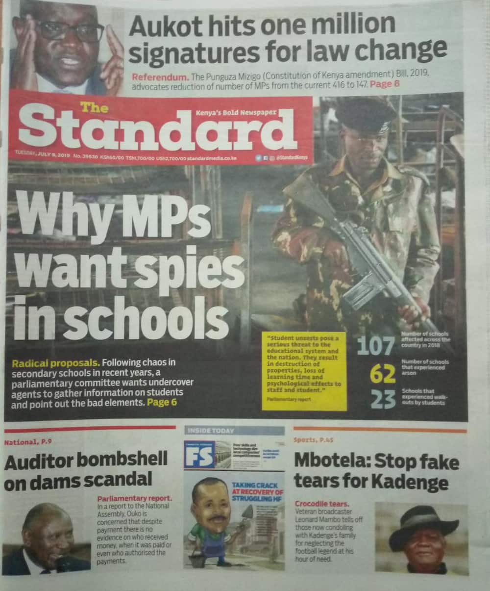Kenyan newspapers review for July 9: MPs establish special police unit to guard them