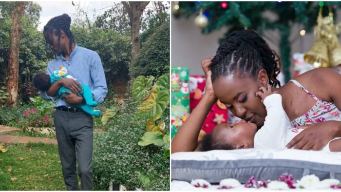 Lillian Nganga Unveils Face of Son with Juliani in Cute Christmas Day Photo