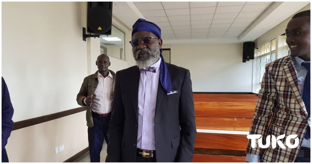 George Wajackoyah showed up at the Milimani Law courts donning a purple durag.