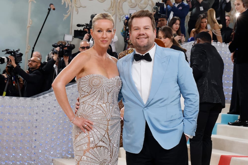 Julia Carey and James Corden attend the 2023 Costume Institute Benefit celebrating "Karl Lagerfeld: A Line of Beauty" at Metropolitan Museum of Art in New York City