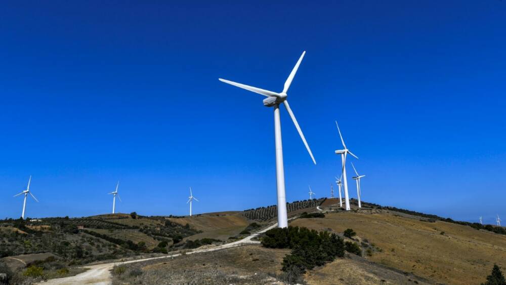 Wind turbines near Bizerte in northern Tunisia