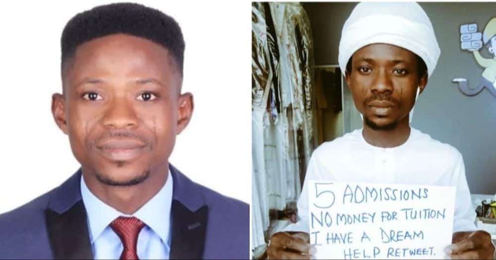 Nigerian Man with Masters and PhD Admissions Cries for help to further his Education, Carries Placard