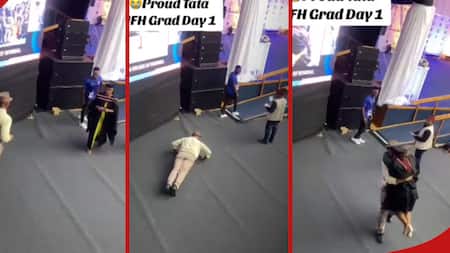 Proud Dad Does Pushups, Jogs on Stage to Celebrate Daughter's Graduation