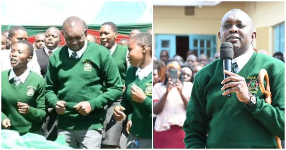 Oscar Sudi alikuwa amehudhuria hafla ya kutoa basi la shule kwa Shule ya Sekondari ya Songolet. Picha: Oscar Sudi.