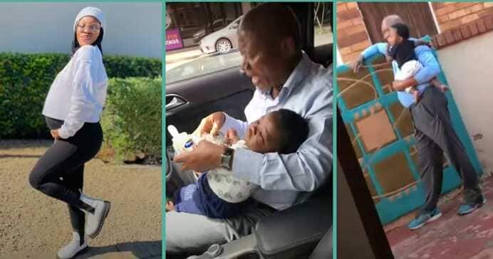 Lady shares video of dad caring for her son