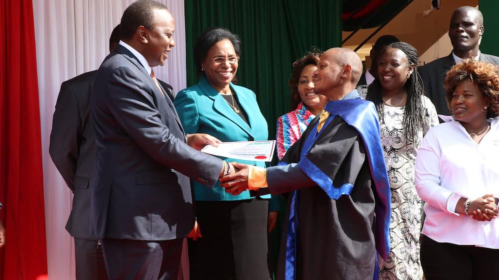 President Uhuru Kenyatta meets Githeri man again, awards him after completing rehabilitation