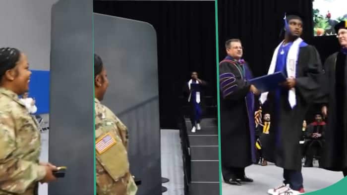 Emotional Moment as Military Mom Surprises Son at His Graduation, He Burst into Tears