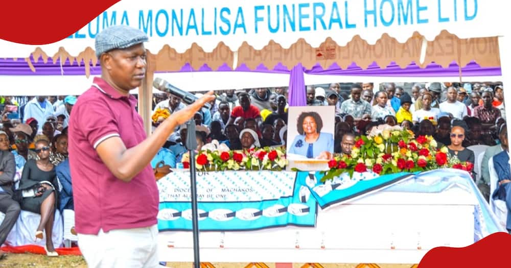 Kibwezi West MP Mwengi Mutuse addresses mourners.