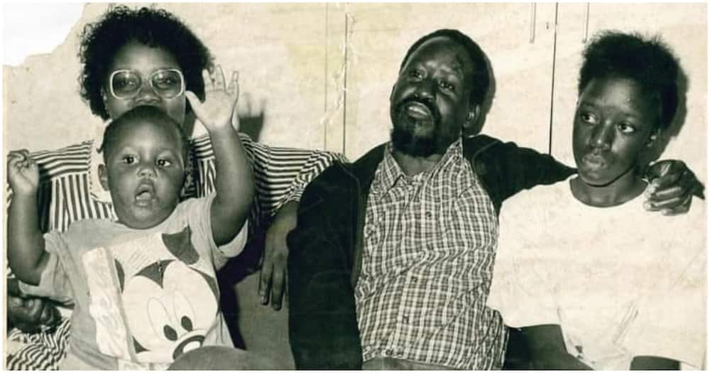 Cute TBT Photo of Raila Odinga, Wife Ida and Daughters Winne, Rosemary 