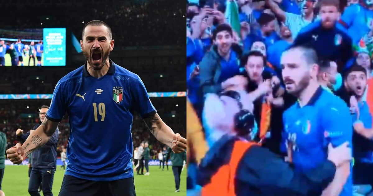 Awkward Moment as Italy Defender Mistaken for Pitch Invader During ...