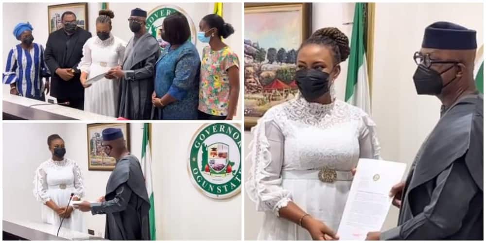 Ogun state governor gifts lady N5m, bungalow and scholarship for emerging best faculty student in OAU