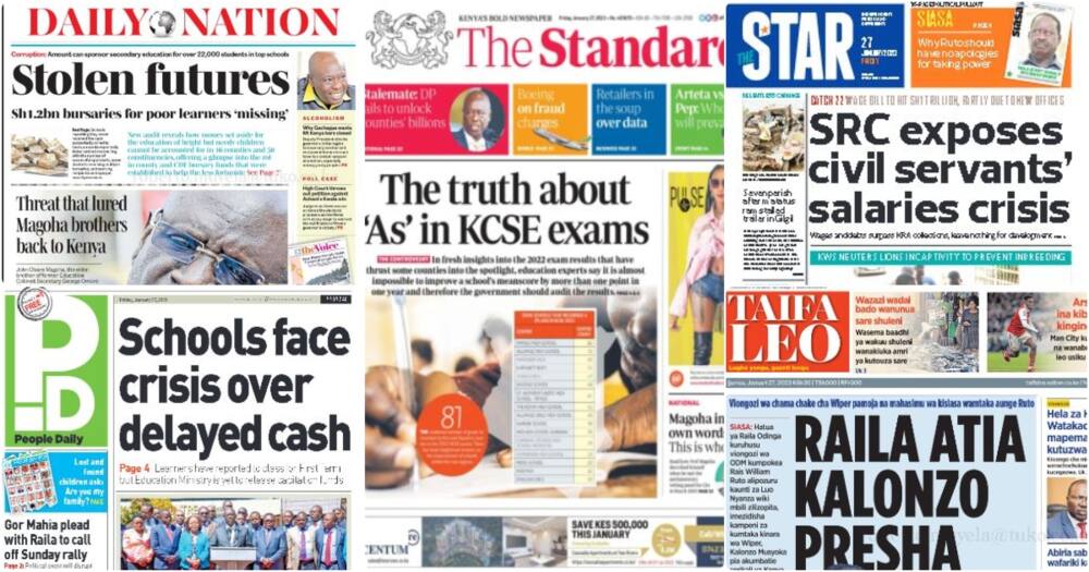 Kenyan newspapers for Friday, January 27.