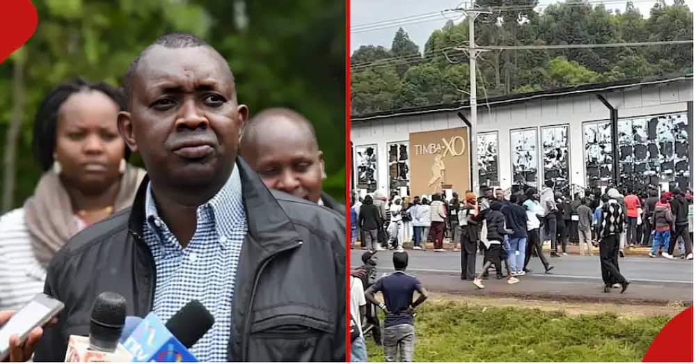 MP Oscar Sudi addressing the press(l) anti-Finance Bill 2024 protesters vandalise Timba XO club.
