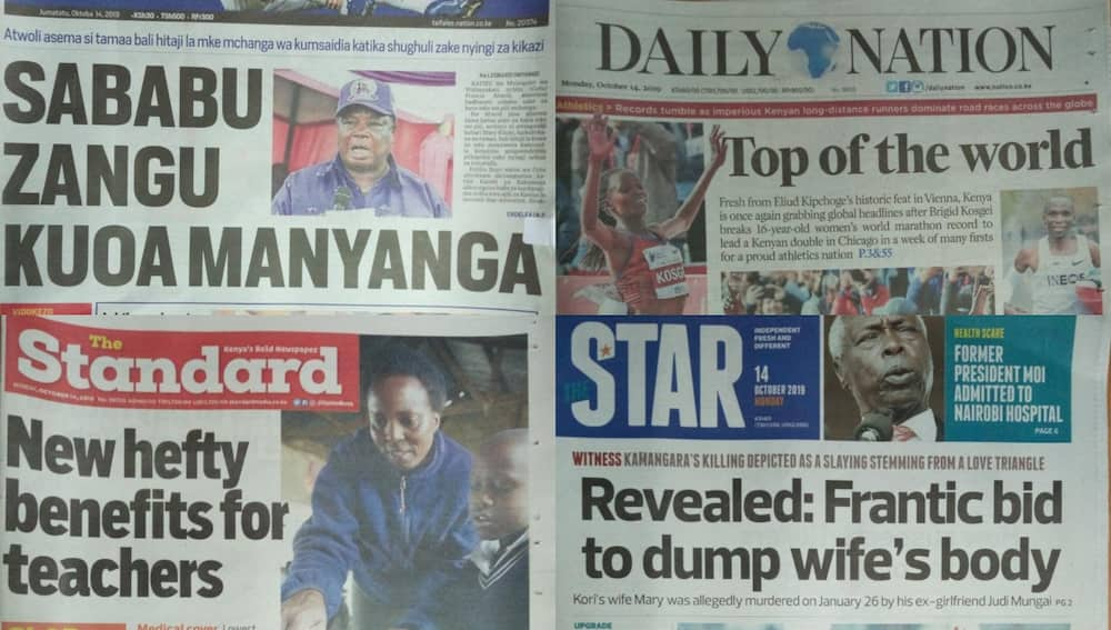 Magazeti ya Kenya Jumatatu Oktoba 14 : DCI yasaka simu iliyokuwa katika ...