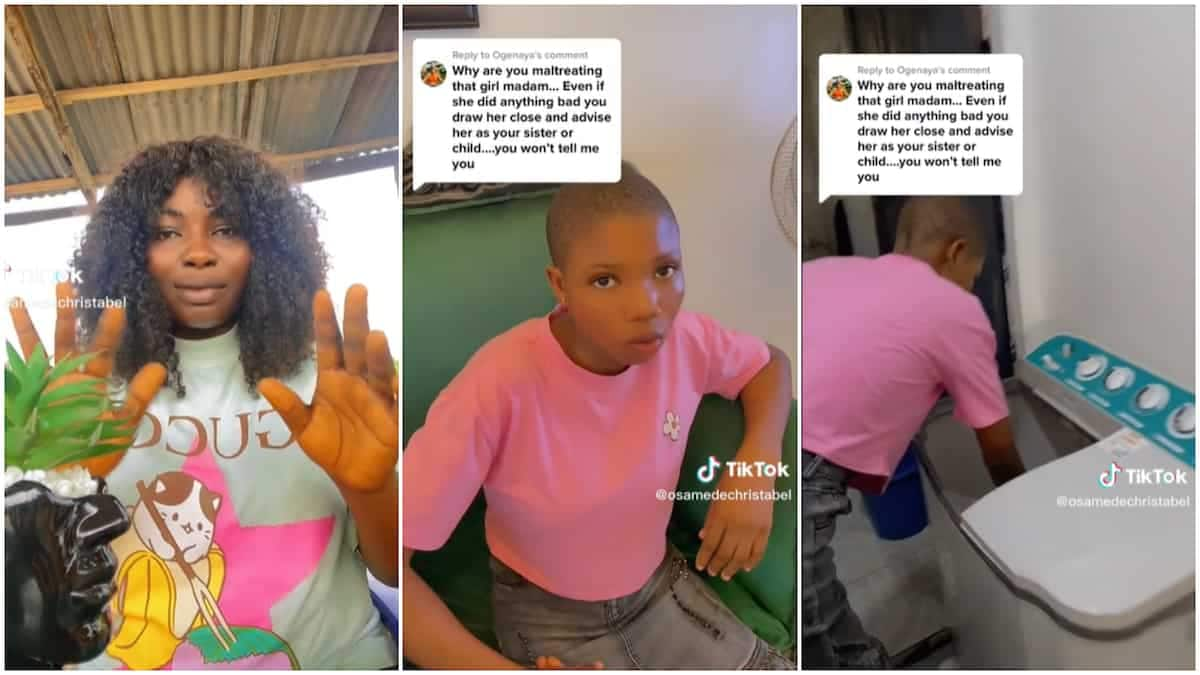 mixed-reactions-as-woman-lets-maid-clean-her-clothes-in-washing-machine-to-show-she-cares-tuko