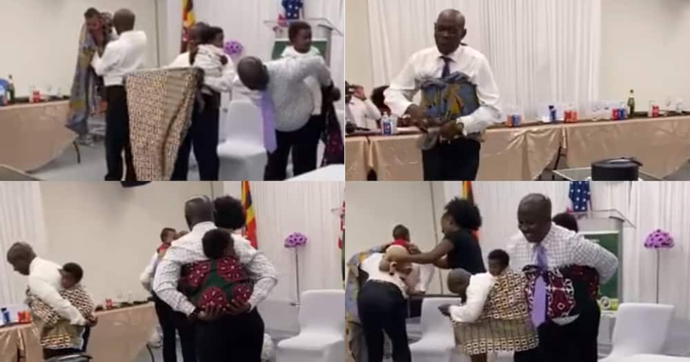 Netizens tickled by fathers who failed at tying their babies on backs using leso