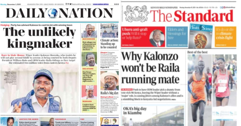 In the November 1 Kenyan newspapers, the One Kenya Alliance (OKA) team has vowed not to back a different candidate outside the coalition.