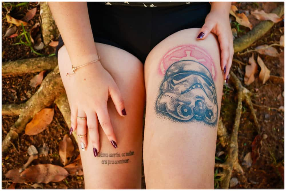 feminine classy thigh tattoos