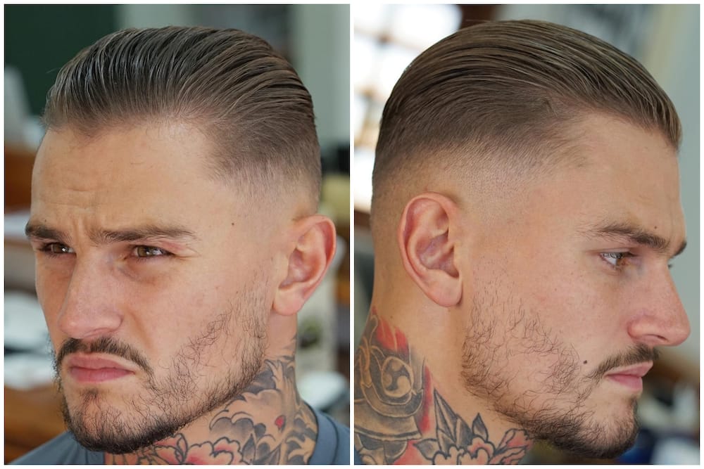 The slicked back tapered men's haircut for a square face