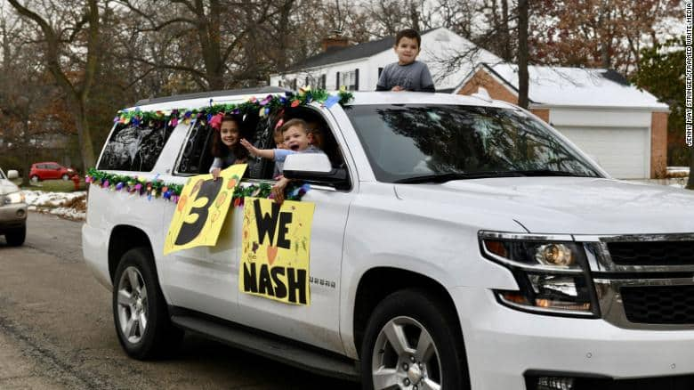 Sweet moment as 3-year-old boy with rare disease gets parade for his birthday