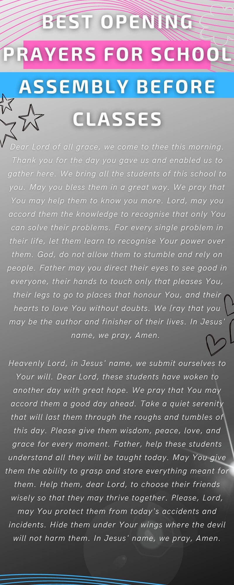 English Opening Prayer for Online Class College Student