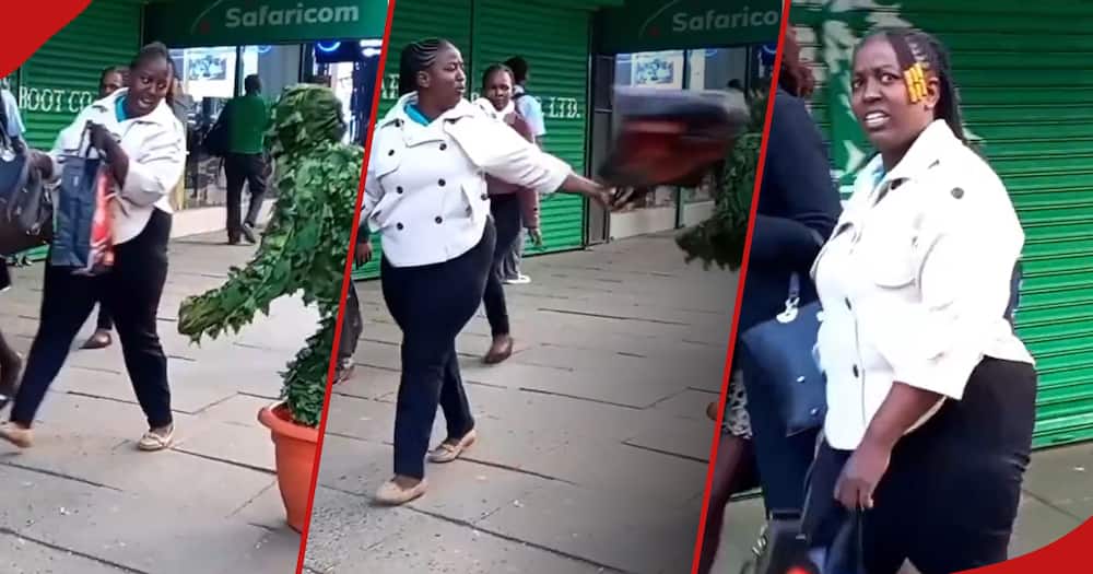 Woman strikes prankster using her handbag