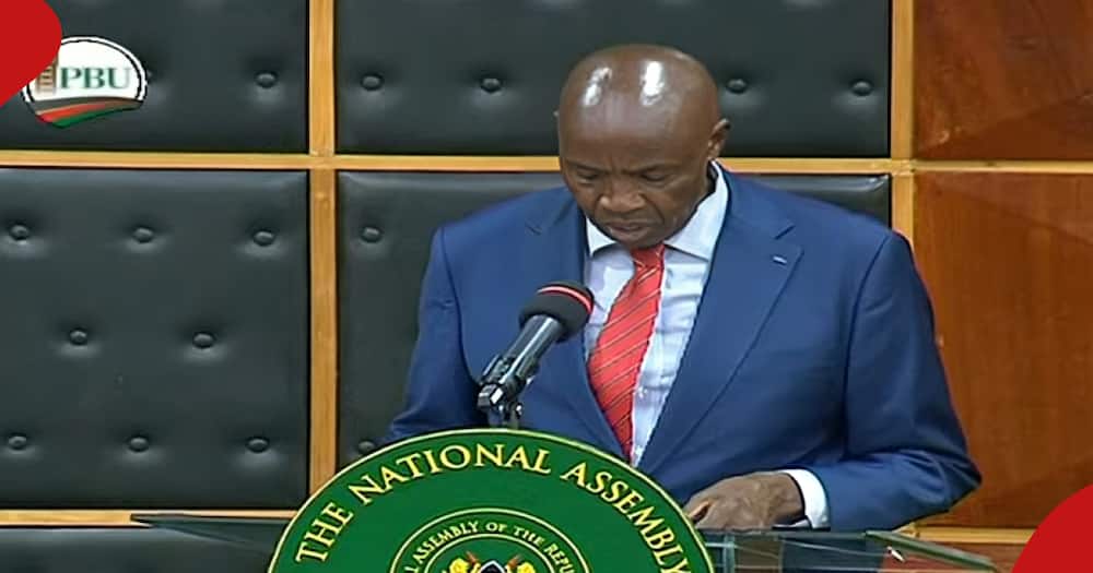 Education CS Ezekiel Machogu during his appearance in the National Assembly.
