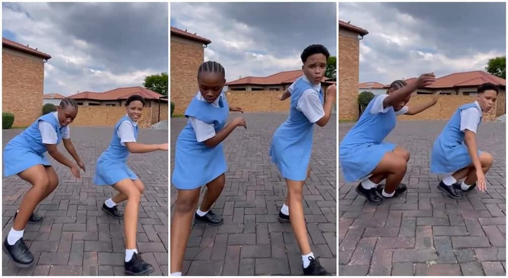 Photos of two school girls showing off beautiful dance moves.
